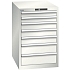 Dílenská zásuvková skříň LISTA, 7 zásuvek = 2x 75 + 3x 100 + 2x 150mm, 564x725x850mm, světle šedá