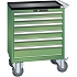 Mobilní dílenská zásuvková skříň LISTA, 6 zásuvek = 717x572x962mm, zelená
