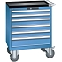 Mobilní dílenská zásuvková skříň LISTA, 6 zásuvek = 717x572x962mm, modrá
