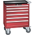 Mobilní dílenská zásuvková skříň LISTA, 6 zásuvek = 717x572x962mm, červená