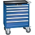 Mobilní dílenská zásuvková skříň LISTA, 6 zásuvek = 717x572x962mm, fluorescentní modrá