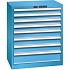 Dílenská zásuvková skříň LISTA, 717x572x850mm, 8 zásuvek, světle modrá
