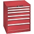 Dílenská zásuvková skříň LISTA, 717x725x800mm, 4 zásuvky, červená