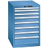Dílenská zásuvková skříň LISTA, 564x725x850mm, 8 zásuvek, modrá