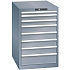 Dílenská zásuvková skříň LISTA, 564x725x850mm, 8 zásuvek, tmavě šedá