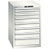 Dílenská zásuvková skříň LISTA, 564x725x850mm, 8 zásuvek, světle šedá