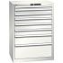 Dílenská zásuvková skříň LISTA, 717x572x1000mm, 8 zásuvek, světle šedá