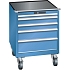 Mobilní dílenská zásuvková skříň LISTA, 717x725x962mm, 5 zásuvek, modrá