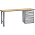 Dílenský pracovní stůl LISTA, 1500x700x890mm, nosnost 1500 kg, 6 zásuvek, šedá/stříbrná