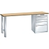 Dílenský pracovní stůl LISTA, 1500x750x840mm, 5 zásuvek, nosnost 1500 kg, šedá