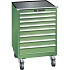 Mobilní dílenská zásuvková skříň LISTA, 717x725x1112mm, 7 zásuvek, zelená