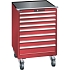 Mobilní dílenská zásuvková skříň LISTA, 717x725x1112mm, 7 zásuvek, červená