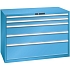 Dílenská zásuvková skříň Lista, 1431x725x1000 mm, 200kg, 5 zásuvek, světle modrá