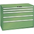 Dílenská zásuvková skříň Lista, 1431x725x1000 mm, 200kg, 5 zásuvek, zelená