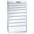 Dílenské zásuvkové skříně LISTA, 9 zásuvek = 3x100mm +5x150 +1x300mm, nosnost zásuvky 200kg, 870x725x1450mm, bílá