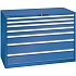 Dílenská zásuvková skříň Lista, 1431x725x1000 mm, 200kg, 7 zásuvek, tmavě modrá