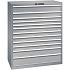 Dílenská zásuvková skříň Lista, 1193x725x1450 mm, 200kg, 12 zásuvek, šedá/stříbrná