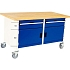 Mobilní dílenský stůl Bott Cubio Storage, 84 x 150 x 75 cm, 2 zásuvky, 2 skříňky, multiplex, šedá-modrá