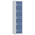 Svařovaná šatní skříň Vinco, 1 sloupec, 5 boxů, 400 mm, otočný uzávěr, šedá/modrá