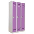 Svařovaná šatní skříň Vinco, 3 oddíly, 300 mm, otočný uzávěr, šedá/fialová