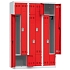 Svařovaná šatní skříň Vinco, dveře Z, 6 oddílů, cylindrický zámek, šedá/červená
