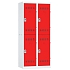 Svařovaná šatní skříň Vinco, 2 sloupce, 4 boxy, 400 mm, otočný uzávěr, šedá/červená