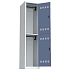 Svařovaná šatní skříň Vinco, 1 sloupec, 2 boxy, 400 mm, cylindrický zámek, šedá/modrá