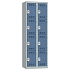 Svařovaná šatní skříň Vinco, 2 sloupce, 8 boxů, 300 mm, otočný uzávěr, šedá/modrá