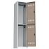 Svařovaná šatní skříň Vinco, 1 sloupec, 2 boxy, 400 mm, cylindrický zámek, šedá/hnědá