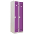 Svařovaná šatní skříň Vinco, 2 oddíly, 300 mm, otočný uzávěr, šedá/fialová