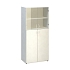 Vysoká široká skříň Alfa 500, 178 x 80 x 47 cm, s kombinovanými dvířky, dezén bílá