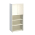 Vysoká široká skříň Alfa 500, 178 x 80 x 47 cm, s nikou a dvířky, dezén bílá