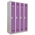 Svařovaná šatní skříň Vinco, 4 oddíly, 300 mm, cylindrický zámek, šedá/fialová
