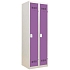 Svařovaná šatní skříň Vinco, 2 oddíly, 300 mm, cylindrický zámek, šedá/fialová