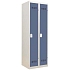Svařovaná šatní skříň Vinco, 2 oddíly, 300 mm, cylindrický zámek, šedá/modrá