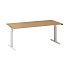 Výškově nastavitelný kancelářský stůl Alfa Up s bílým podnožím, 180 x 80 x 61,5-127,5 cm, dezén divoká hruška