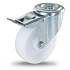 Polypropylenové transportní kolo se středovým otvorem, průměr 100 mm, otočné s brzdou, kluzné ložisko