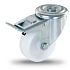 Polypropylenové transportní kolo se středovým otvorem, průměr 125 mm, otočné s brzdou, kluzné ložisko