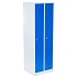 Svařovaná šatní skříň, 2 oddíly, šedá/modrá, cylindrický zámek - Manutan Expert DURO PROFI
