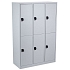 Svařovaná šatní skříň Manutan Expert Brick, 6 oddílů, cylindrický zámek, šedá/šedá