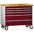 Mobilní zásuvková skříň Bott Cubio, 89 x 105 x 65 cm, 5 zásuvek, multiplex, šedá-červená