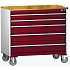 Mobilní zásuvková skříň Bott Cubio, 99 x 105 x 65 cm, 5 zásuvek, multiplex, šedá-červená