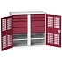 Kovová skříň pro údržbu Bott Verso, drátěné dveře, 100 x 105 x 55 cm, 2 police, 8 zásuvek, šedá-červená