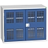 Dílenská skříň policová Bott Verso, drátěné dveře, 2 police, 90 x 130 x 55 cm, šedá-modrá