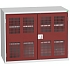 Dílenská skříň policová Bott Verso, drátěné dveře, 2 police, 90 x 130 x 55 cm, šedá-červená