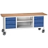Mobilní dílenský stůl Bott Verso Storage, 200 x 60 x 83 cm, multiplex, 6 zásuvek, 1 police, šedá-modrá