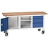Mobilní dílenský stůl Bott Verso Storage, 175 x 60 x 83 cm, multiplex, 3 zásuvky, 1 police, 1 skříňka, šedá-modrá