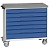 Mobilní pracovní stůl se zásuvkami Bott Verso, 98 x 105 x 60 cm, 7 zásuvek, linoleum, šedá-modrá
