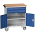 Mobilní pracovní stůl se zásuvkami Bott Verso, 98 x 80 x 60 cm, 2 zásuvky, skříňka, multiplex, šedá-modrá