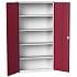 Dílenská skříň policová Bott Verso, 200 x 105 x 35 cm, 4 police, šedá-červená